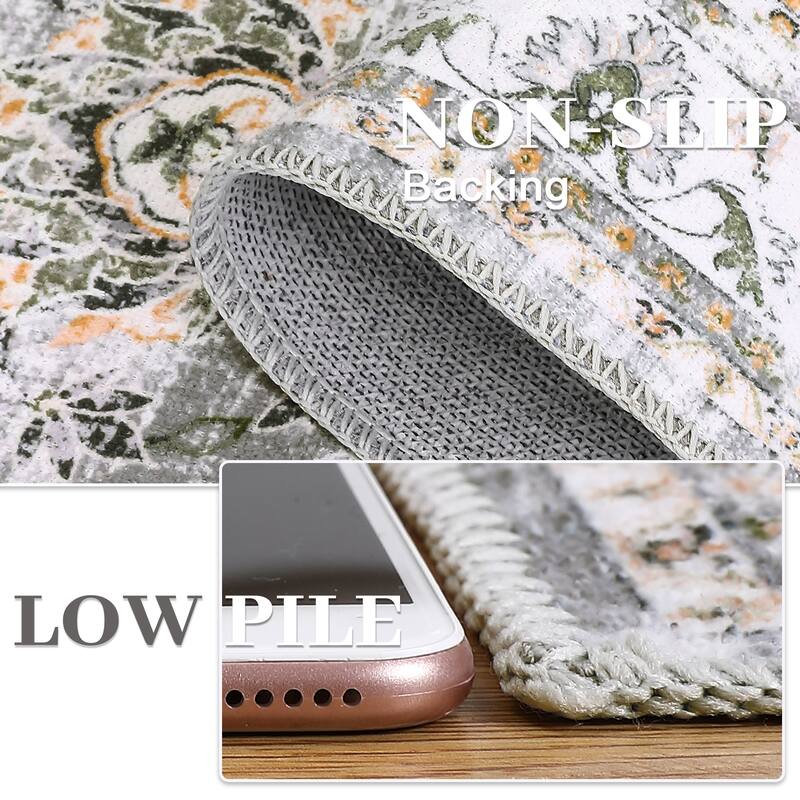 Garvee Boho Rugs Bohemian Rugs Floral Distressed Area Rug