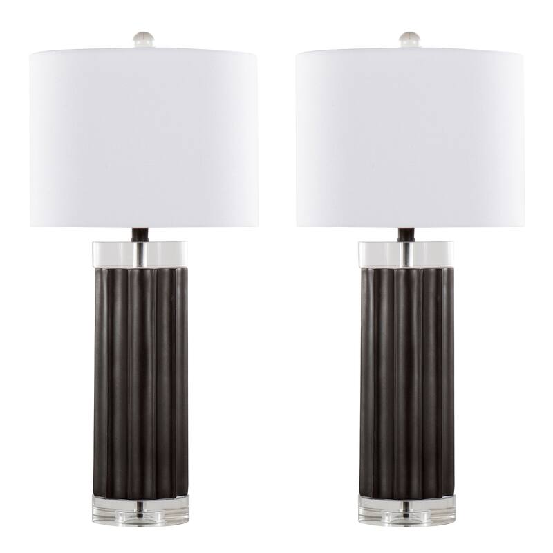 Cylinder Fluted 29.25" Polyresin Table Lamp (Set of 2)