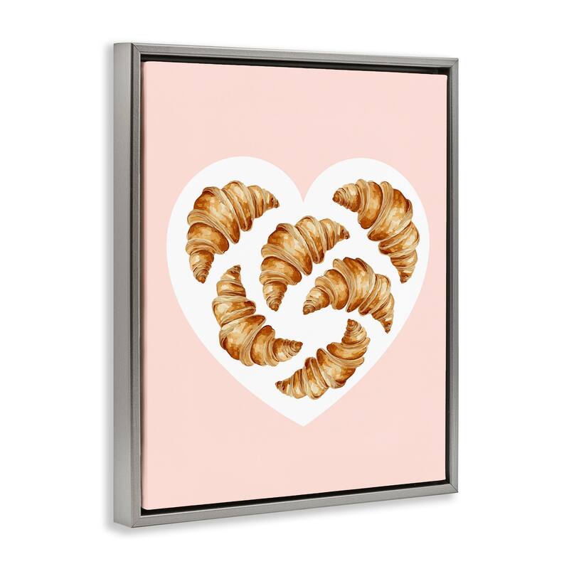 Stupell Morning Croissants in Heart Shape Framed Floater Canvas Wall Art Design By Lil' Rue