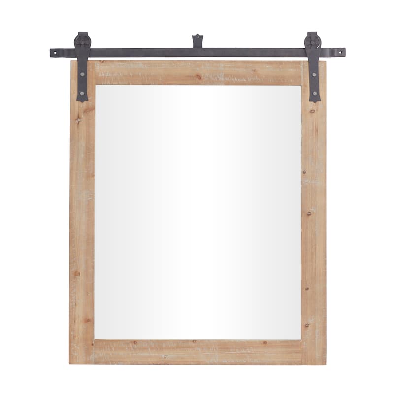 Barn Door Style Wood Industrial Farmhouse Hanging Wall Mirror
