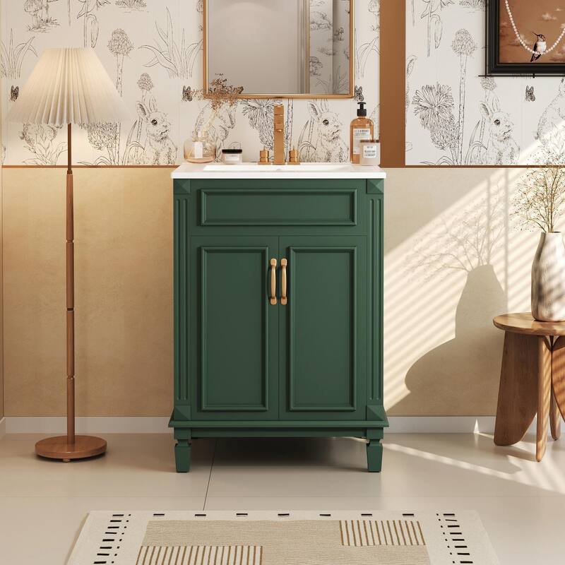 24'' Bathroom Vanity with Sink - Modern Storage Cabinet with 2 Soft-Closing Doors and Adjustable Shelf