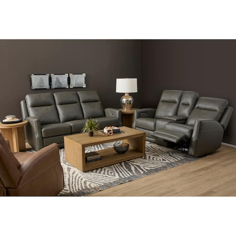 Maxwellton Cedar Power Reclining Loveseat with Console, Power Headrests and Lumbar by Flexsteel - 69" x 42" x 39"