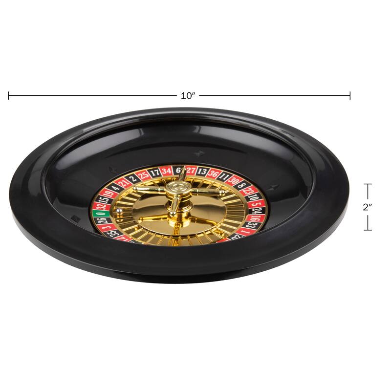 Trademark Games 10-Inch Roulette Wheel Casino Game with Metal Balls - Black