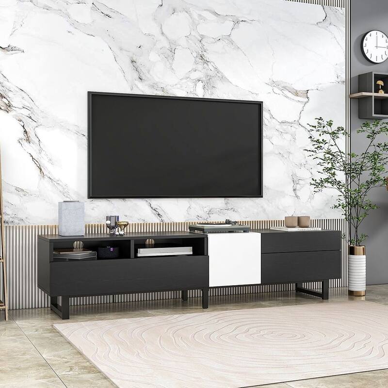 70.90'' Modern TV Stand with Drop Down Door