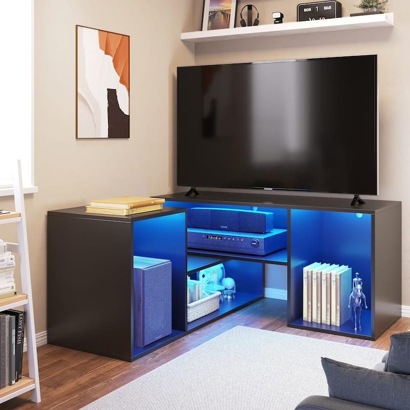 Moasis Modern DIY TV Stand Deformable Entertainment Center with LED Light Strip