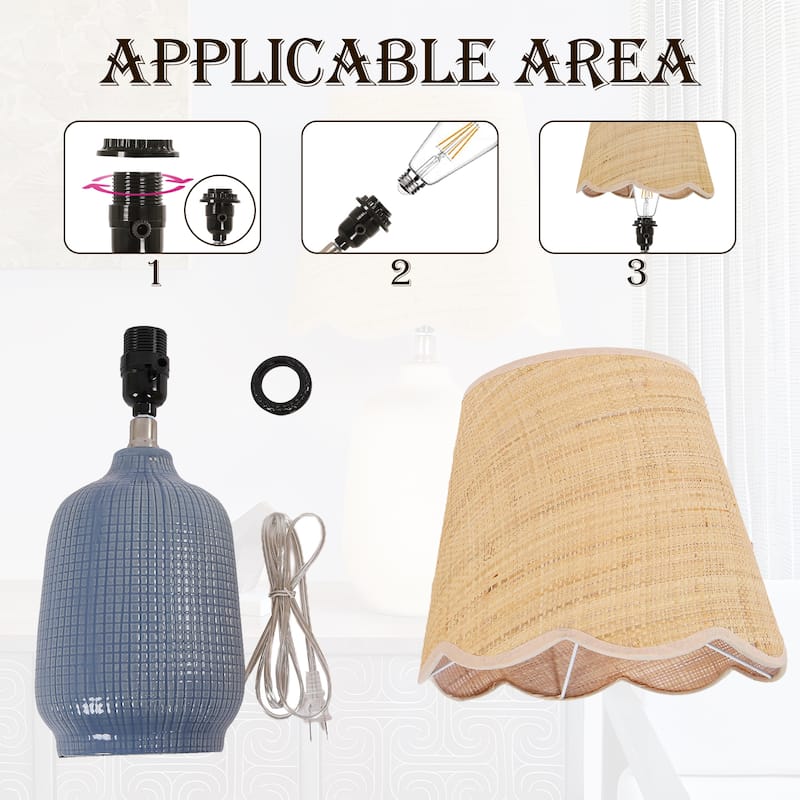 Traditional Ceramic Woven Table Lamp for Living Room