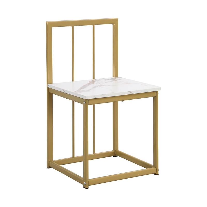 Dining Table Set for 6 - 55" Faux Marble Semi-Round Dining Table with 6 Chairs
