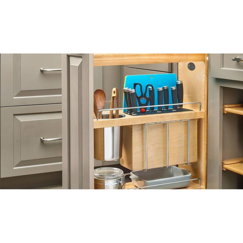 Rev-A-Shelf 8 in Base Cabinet Organizer w/ Knife Block w/Soft-Close