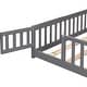 preview thumbnail 7 of 6, Gray Twin Size Wood Floor Bed with Door and Fence for Kids' Rooms