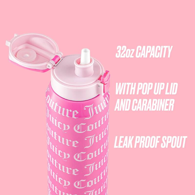 Juicy Couture Glam Getaway Hydration Stainless Steel Tumbler with Flip Top Lid