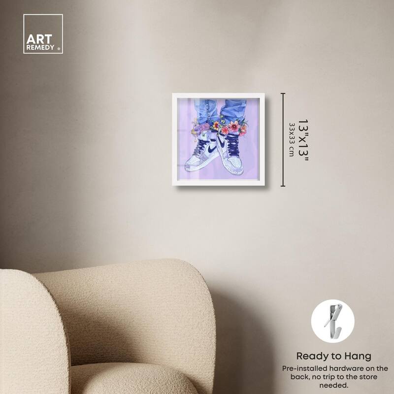 Lilac Floral Bloom Sneakers Shadowbox by Art Remedy