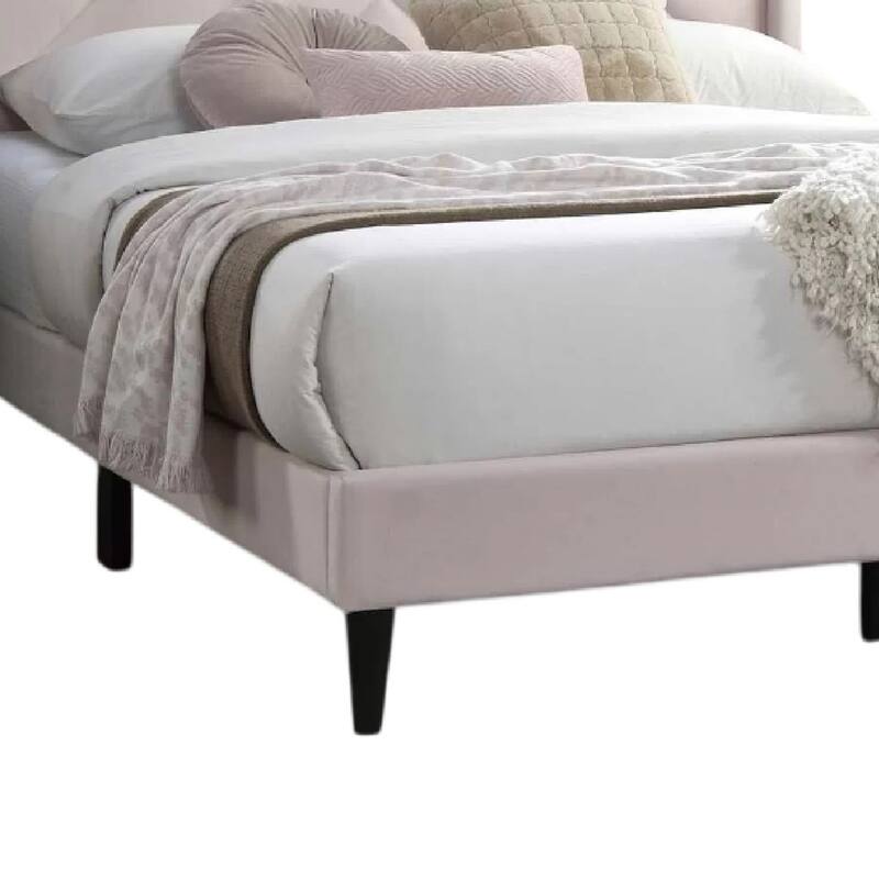 Niasa Full Size Bed, Chevron Tufted Pink Velvet Upholstered Foam