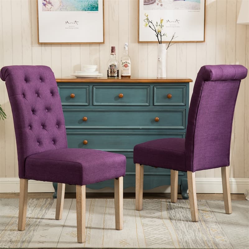 Solid Wood Tufted Parsons Dining Chair (Set of 2)