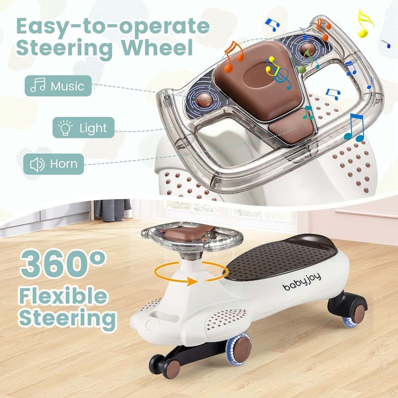 Ride On Toy Wiggle Car Swing Car w/ Under-Seat Storage & Hauling Rope