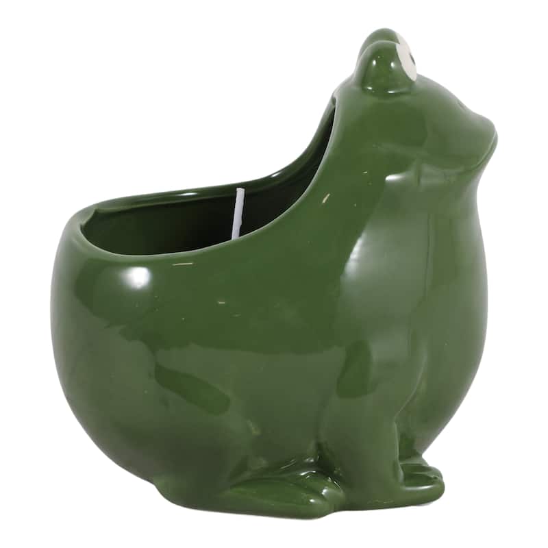 Decorative Frog Design Candle - Whimsical Scented Candle - 7", Green - 6.5"