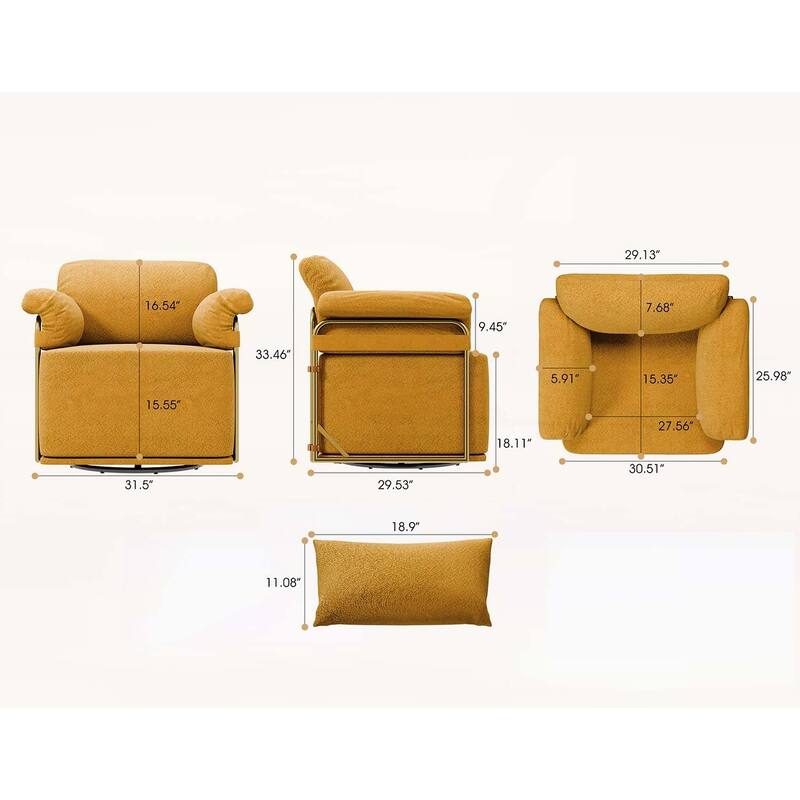 360 Degree Upholstered Armchair with Gold Metal Legs for Comfortable Reading and Relaxation