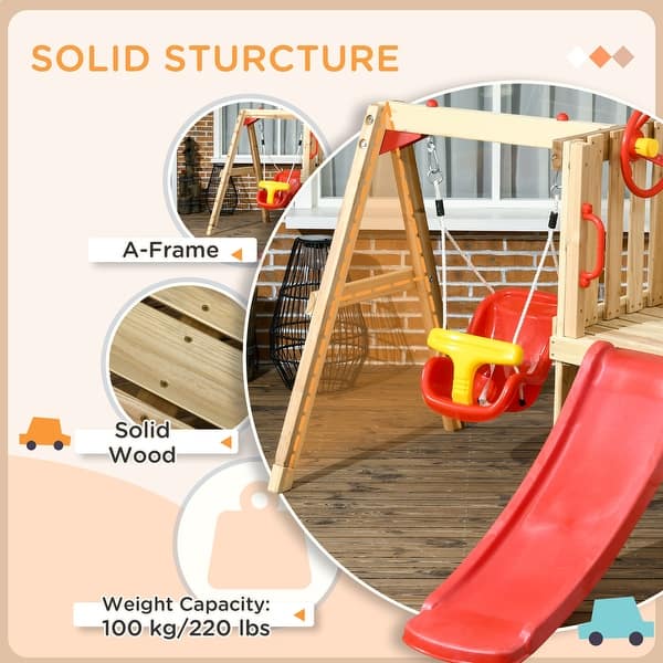 Target Outsunny Playset Outsunny Wooden Swing Set With Slide, Baby