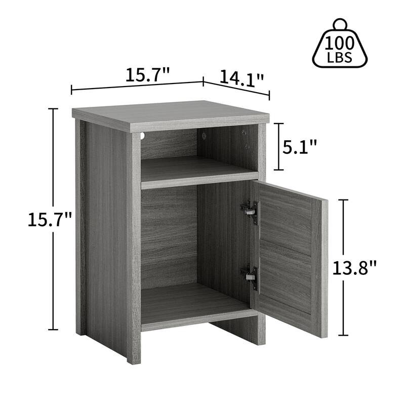 Furniwell Nightstand with Storage Shelves Side Table End Table for Bedroom Living Room