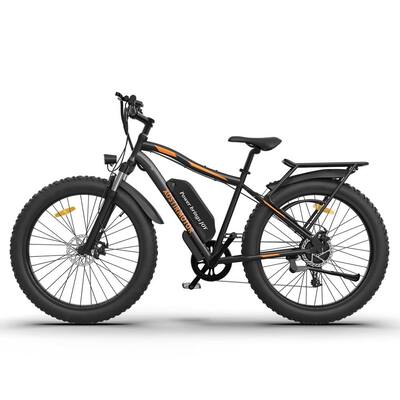26" 750W Electric Bike Fat Tire P7 48V 13AH Removable Lithium Battery for Adults with Detachable Rear Rack Fender(Black)