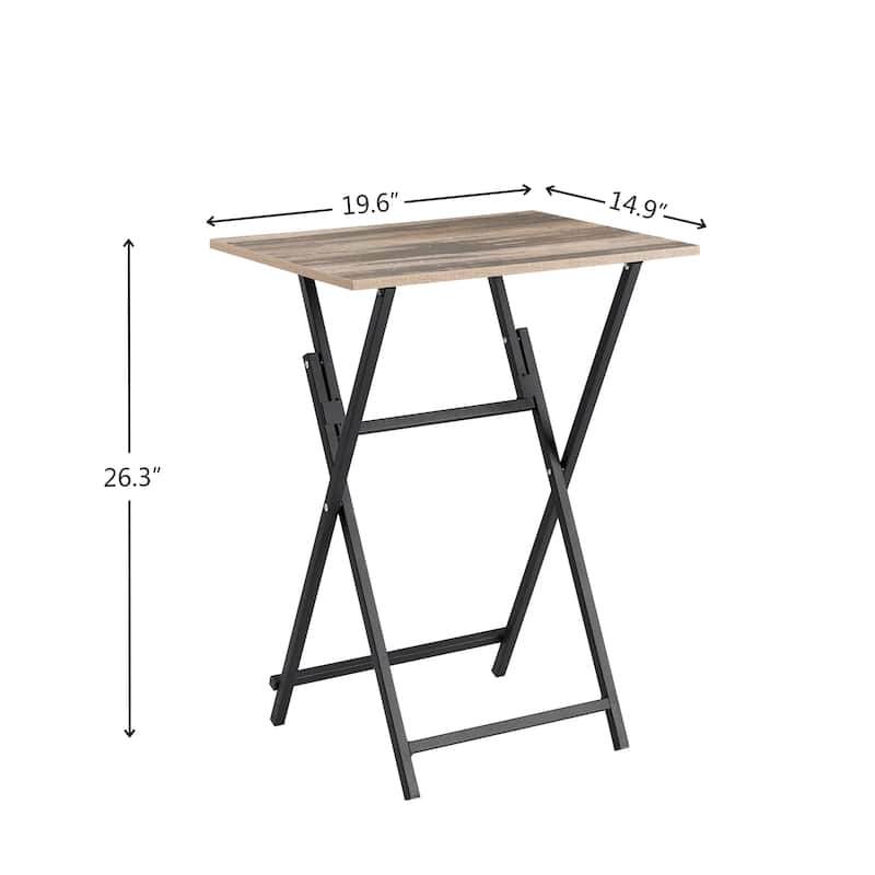 2-Piece Folding TV Tray Table, Portable Sofa Side Table