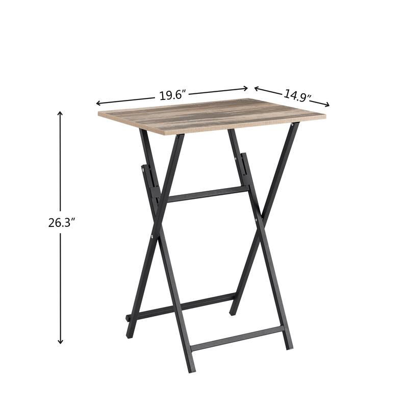 Industrial Folding TV Tray Tables,Side Table for Small Space,Snack Tables with Stable Metal Frame,Noassembly Required(1/2PCS)