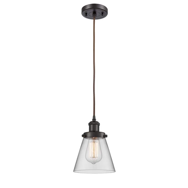 Innovations Lighting Small Cone 6" Wide Mini Pendant - Cord Hung - Oil Rubbed Bronze / Clear