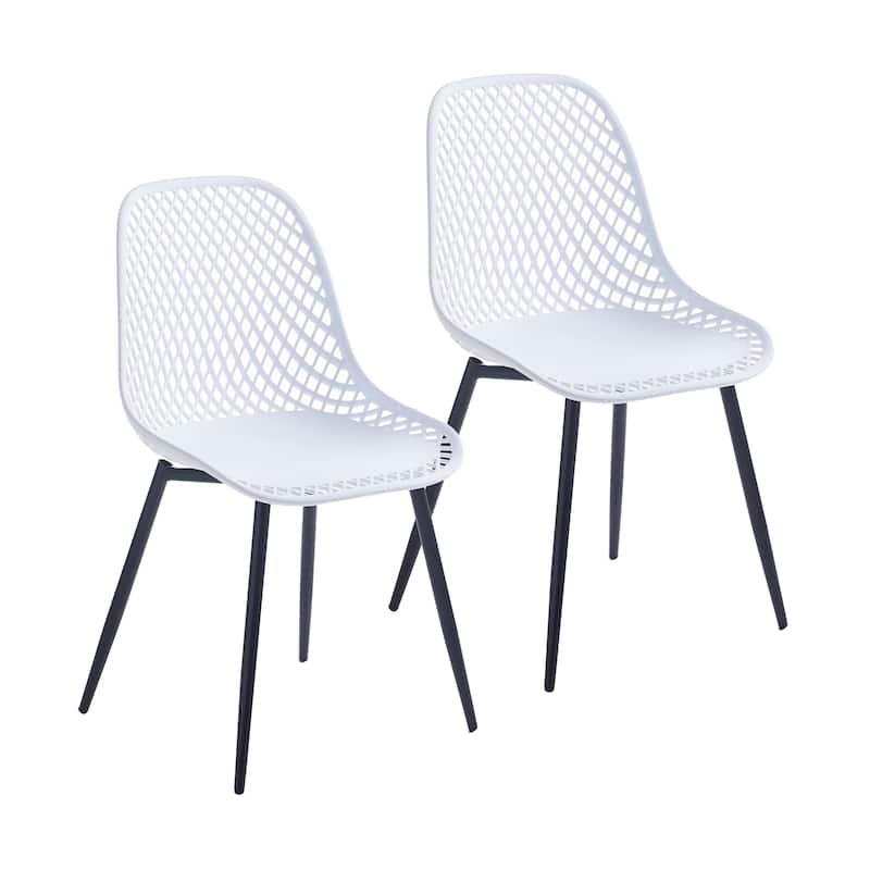Porthos Home Egil Dining Chairs Set Of 2, Plastic Back, Iron Legs - White