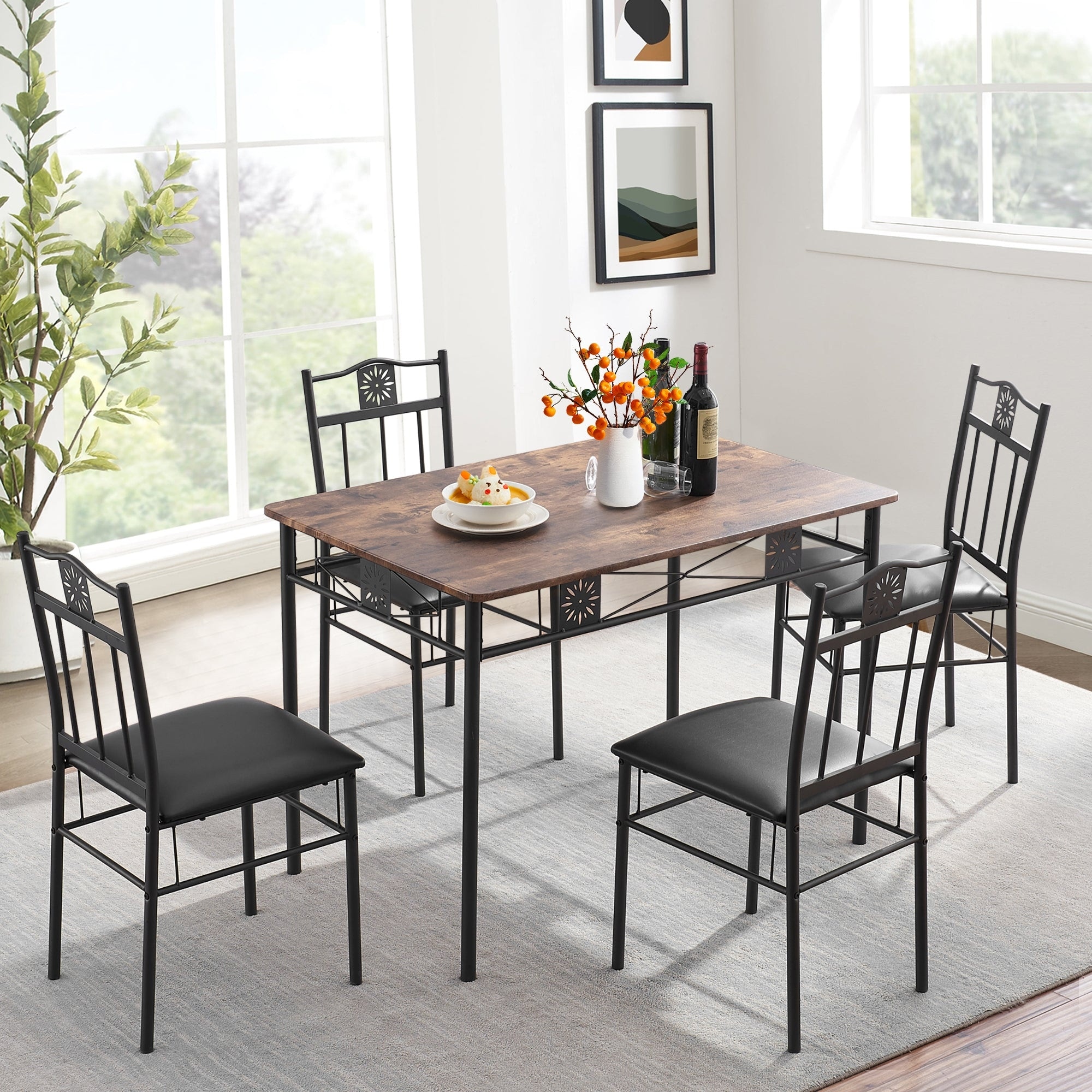 Metal glass best sale table and chairs