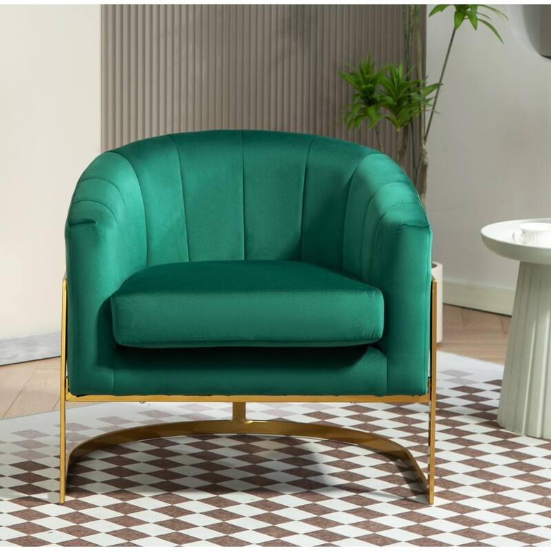 US Pride Furniture Modern Accent Armchair Luxury Gold Frame and Multi-colored Velvet Material Infuse Elegant Flair - Green