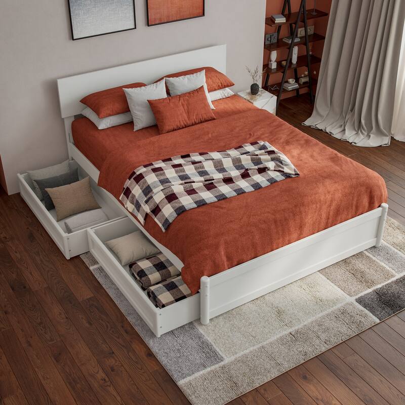 Wesley Platform Bed with Panel Footboard and Storage Drawers