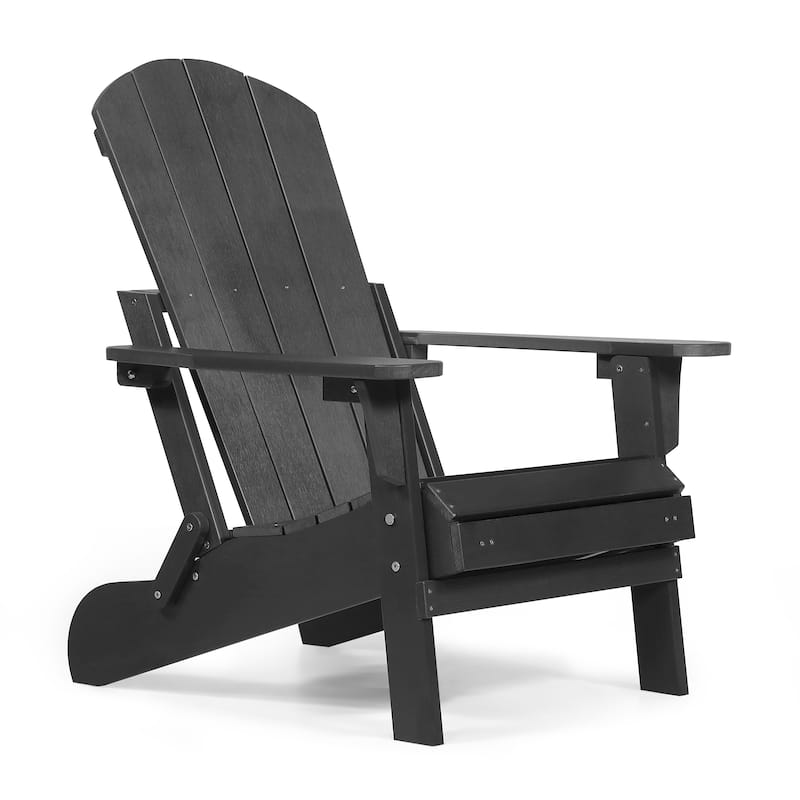 Hurley Folding Poly Plastic Adirondack Chair with Pull-out Ottoman
