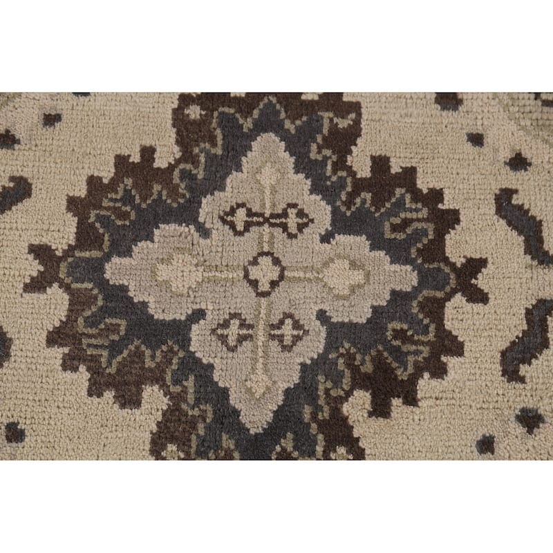 Earth Tone Oushak Area Rug Hand-Knotted Oriental Wool Carpet - 8'1" x 10'0"