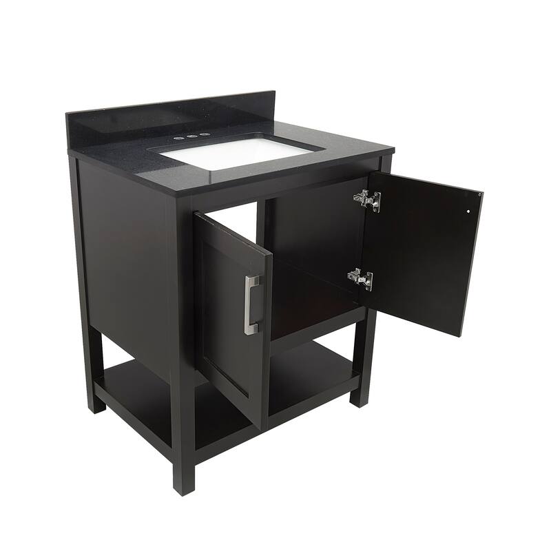 Taos 31" Bathroom Vanity with Cultured Marble Vanity Top Sink in White with White Basin