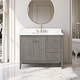 preview thumbnail 95 of 128, Vanity Art 42" Single Sink Bathroom Vanity Cabinet with Engineered Marble Countertop 42"/Golden Brushed Handle - Linear Driftwood Gray