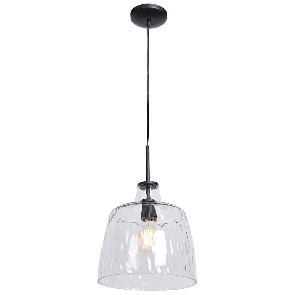 Access Lighting Simplicite - Bell Pendant - Incandescent - Black Finish - Clear Wavy Glass