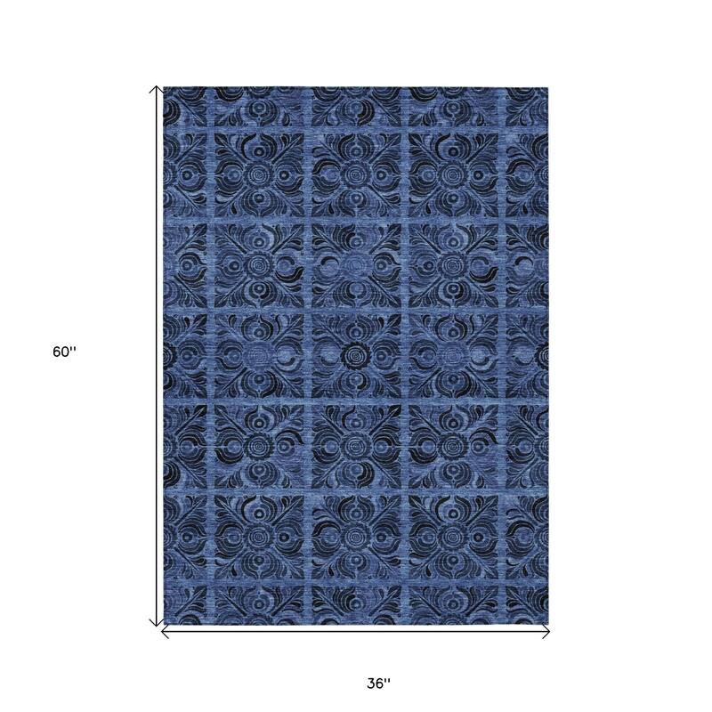 HomeRoots Medallion Transitional Rectangle Outdoor Rug