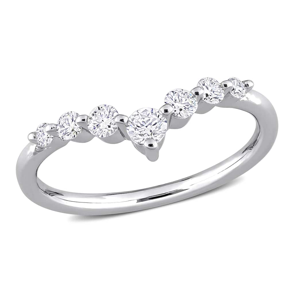 Miadora 3/8ct TW Lab Created Diamond Semi-Eternity Ring in Platinum Plated Sterling Silver