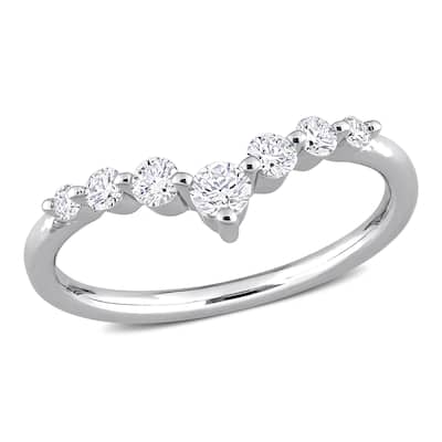 3/8ct TW Lab Created Diamond Semi-Eternity Ring in Platinum Plated Sterling Silver