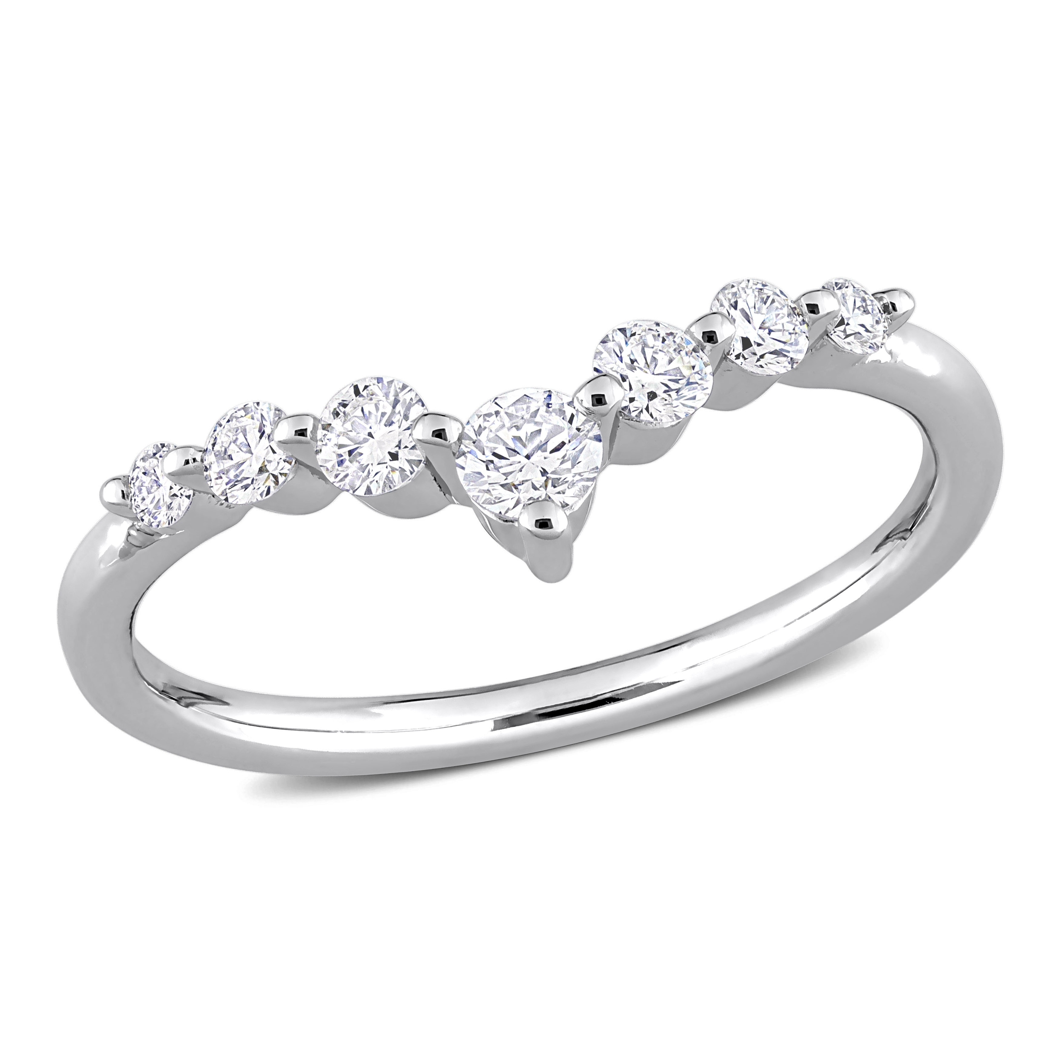 Miadora 3/8ct TW Lab Created Diamond Semi-Eternity Ring in Platinum Plated Sterling Silver