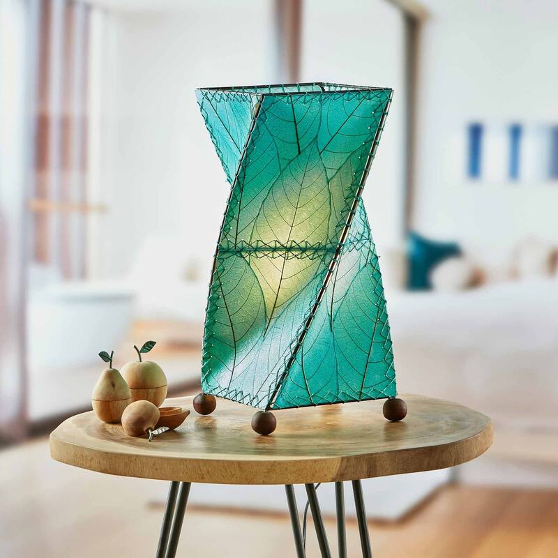 Eangee Handmade Twist Table Lamp, Cocoa Leaves Shade, 8 x 8 x 18 in.