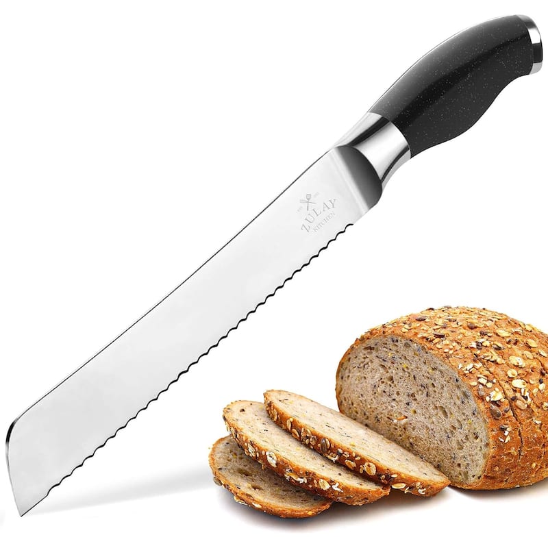 Zulay Kitchen Serrated Bread Knife - Black