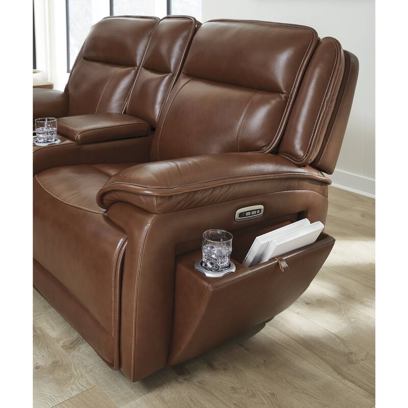 Signature Design by Ashley Healy Pier Brown Power Reclining Loveseat with Console - 78" W x 40" D x 42.25" H
