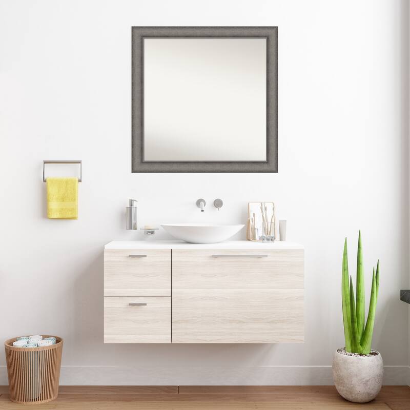 Burnished Concrete Non-Beveled Wood Framed Bathroom Vanity Wall Mirror - Burnished Concrete