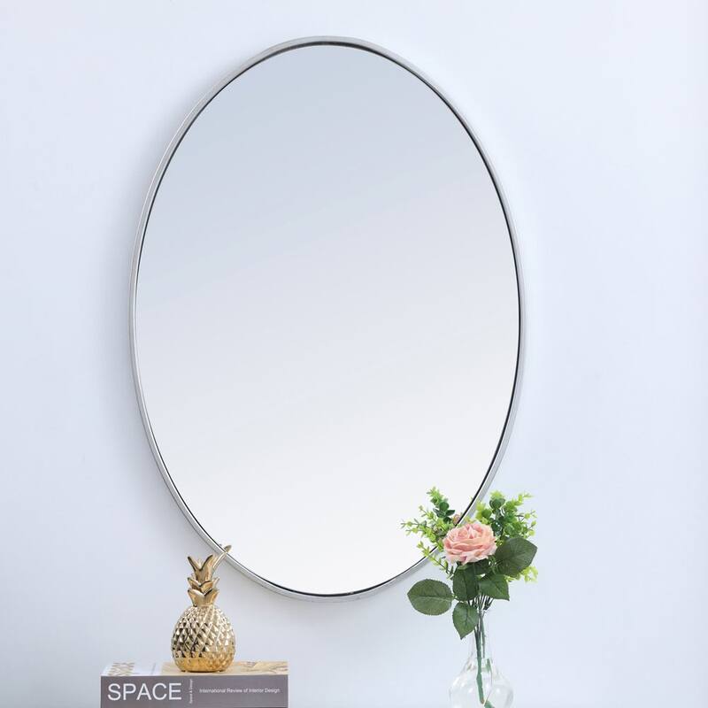 Elegant Lighting 34 Inch Oval Mirror with Metal Frame