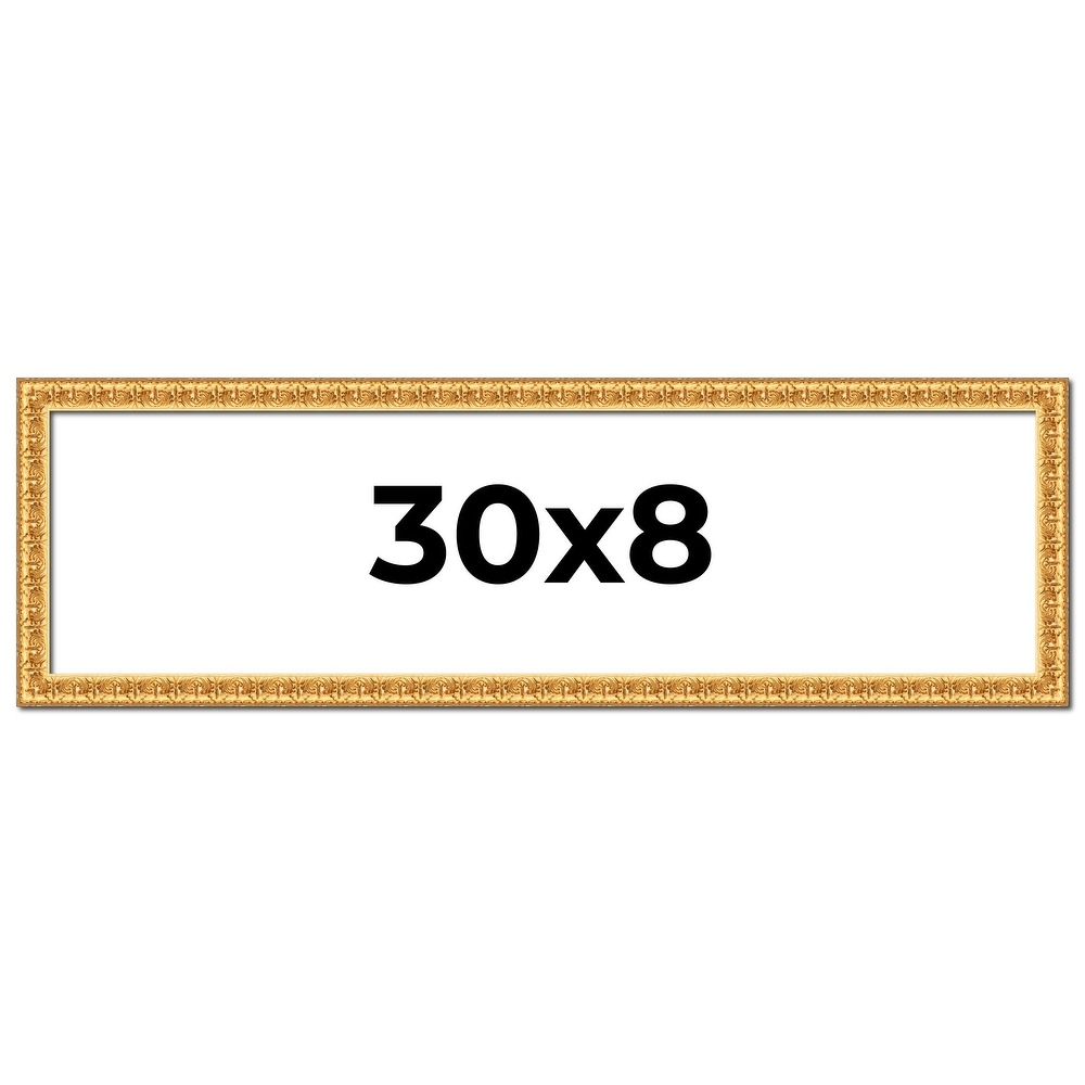 30x8 Frame Gold Real Wood Picture Frame Width 1 inches | Interior