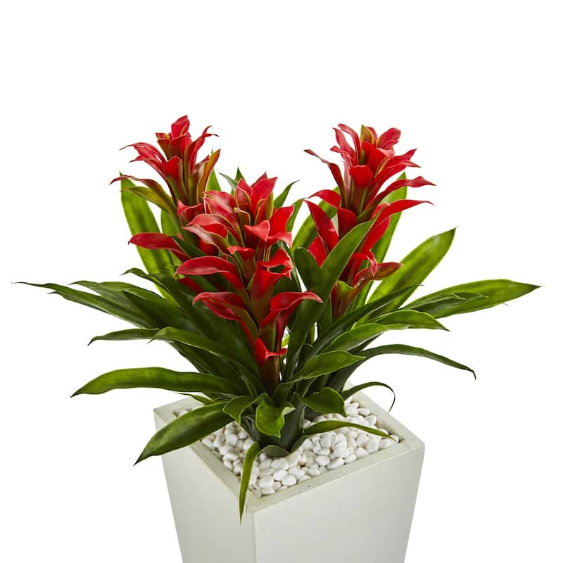 Artificial Peperomia Plant with Planter - 16 Inch Decorative Greenery for Home Decor - Red - 26