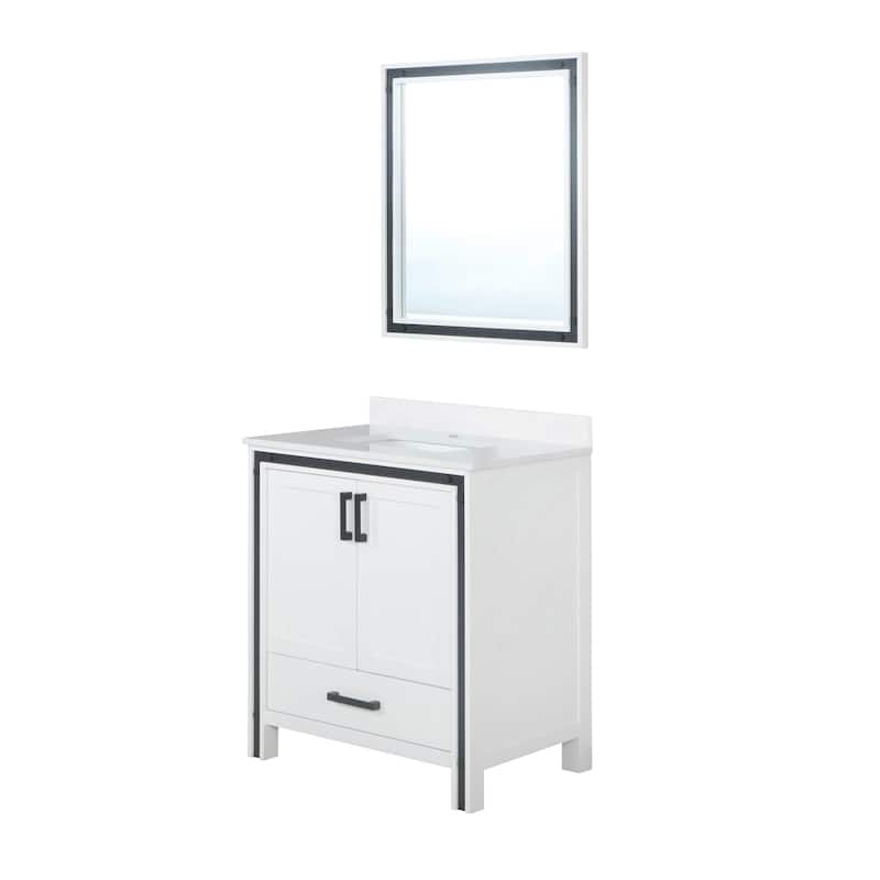 Ziva Bath Vanity, White Quartz Top and Mirrors