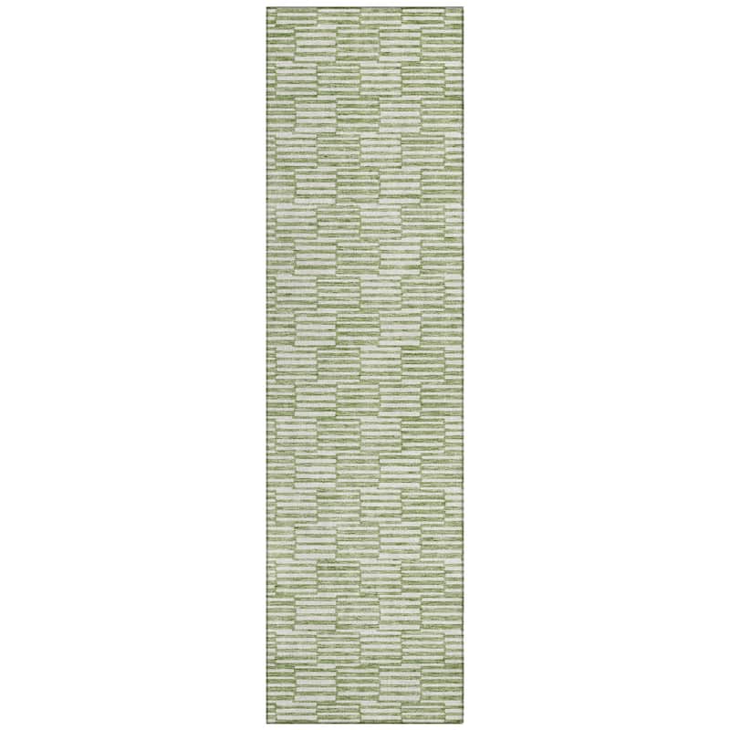Machine Washable Indoor/ Outdoor Chantille Stripe Blocks Rug