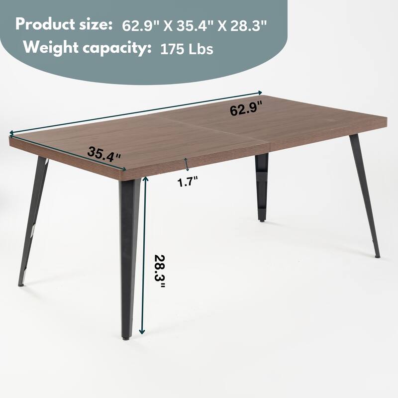 Homy Casa 7PCS Dining Set, Dark Brown Table 6 Suede Upholstered Chairs