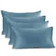 Nestl Solid Microfiber Soft Velvet Throw Pillow Cover (Set of 4) - 12" x 20" - Blue Heaven